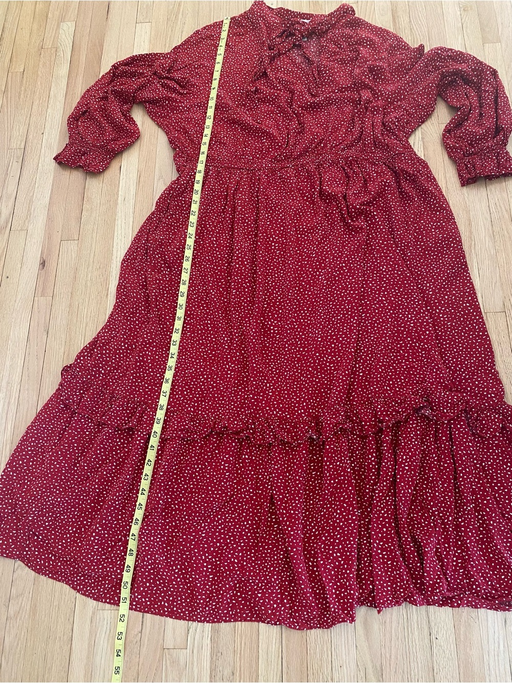 Ava and Viv red micro dot long sleeve tiered prairie modest tradwife maxi 3X - Picture 7 of 8
